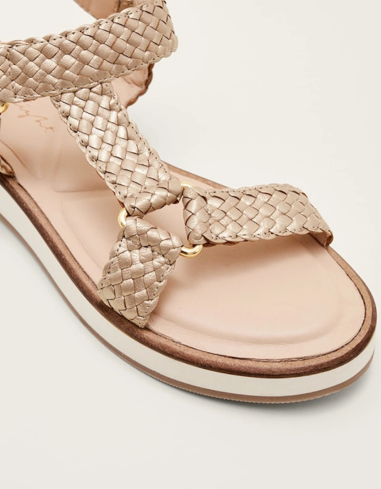 Leather Weave Velcro Sandal