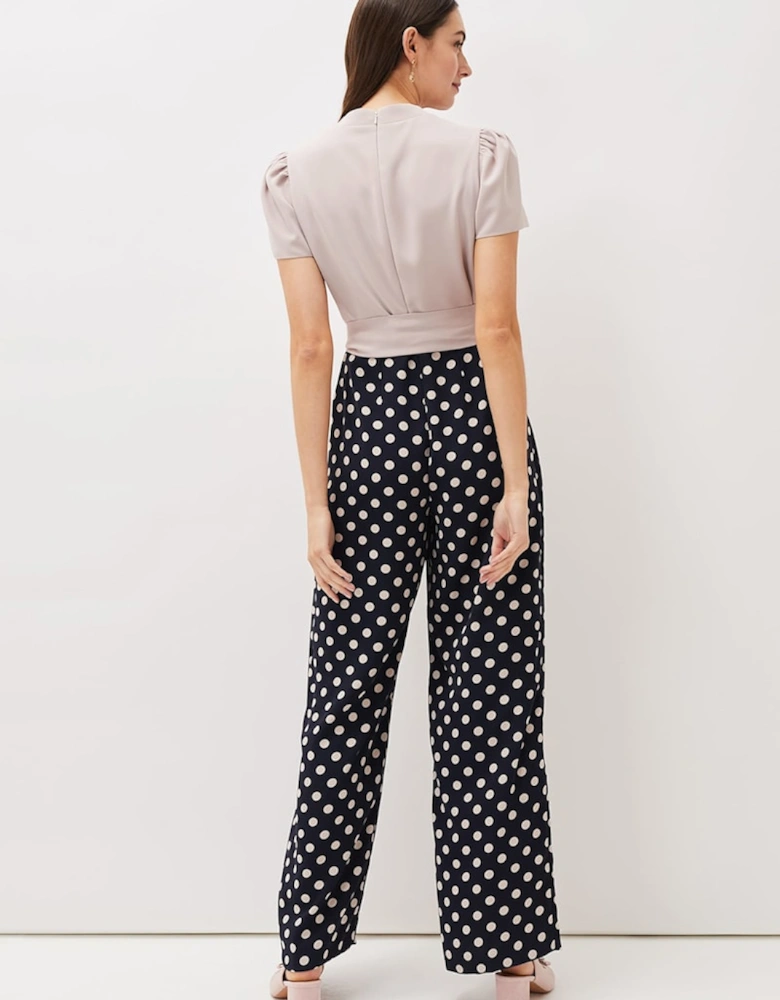 Eloise Spot Print Wide Leg Jumpsuit