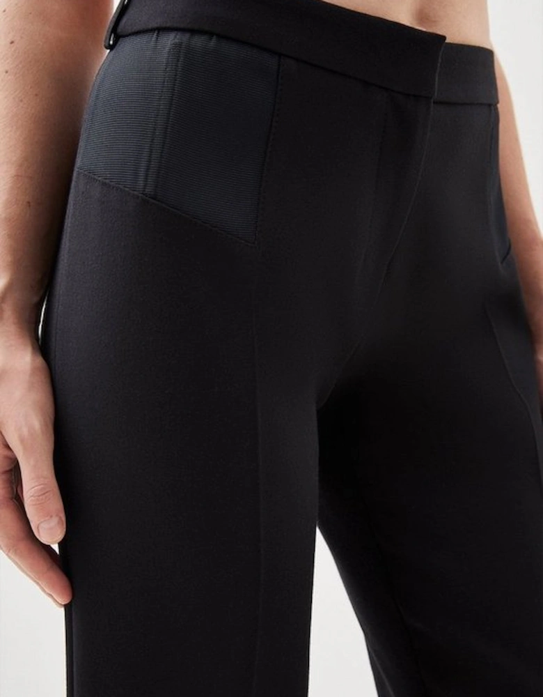 Compact Stretch Contrast Panel Detail Flared Trouser