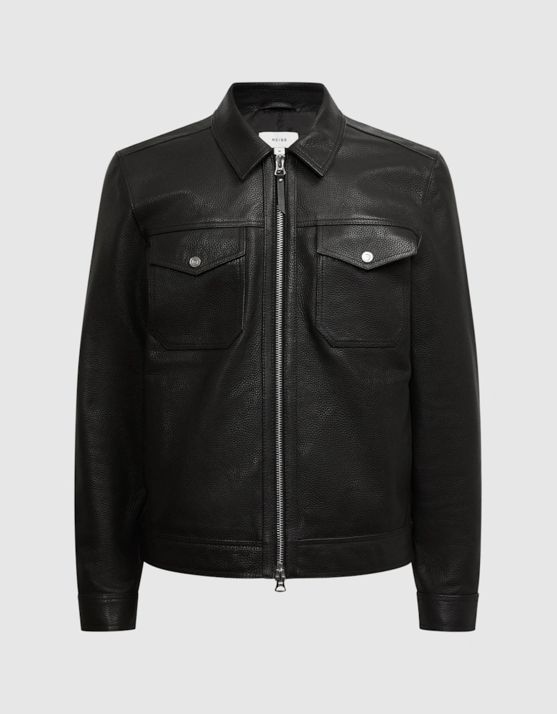 Leather Zip Through Jacket