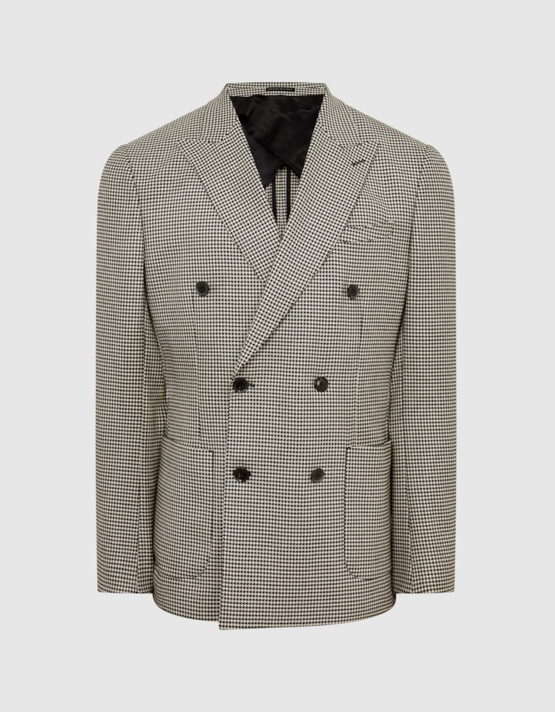 Double Breasted Dogtooth Slim Fit Blazer