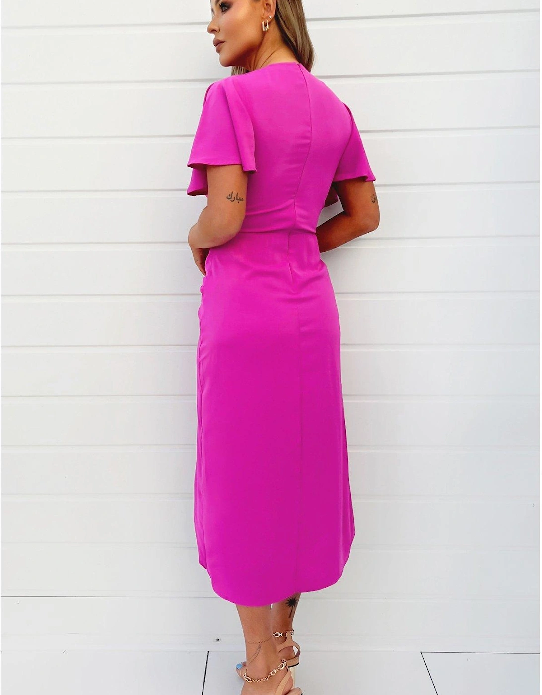 Ring Detail Midi Dress - Pink