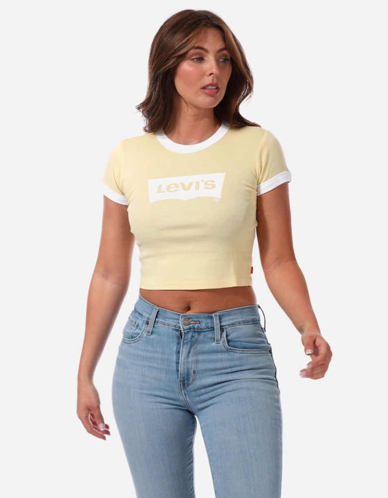 Womens Graphic Ringer Mini T-Shirt