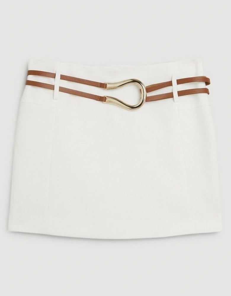 Clean Tailored Buckle Detail Mini Skirt