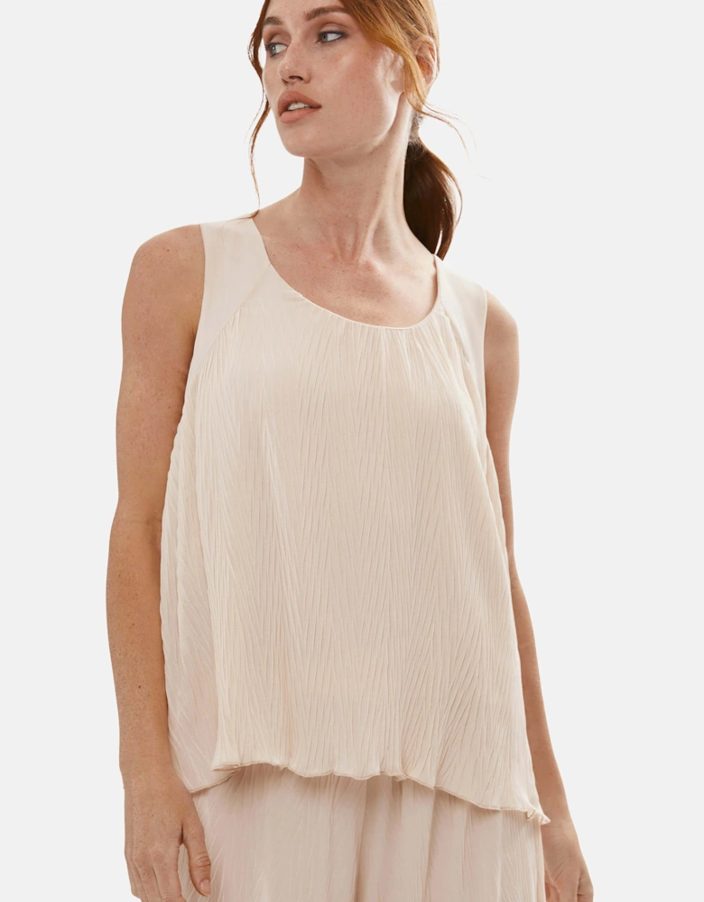 Pleated Vest Beige