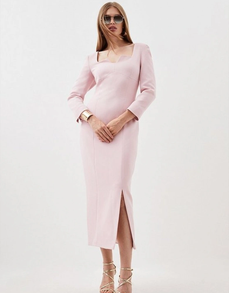 Tall Structured Crepe Sweetheart Neck Midaxi Dress