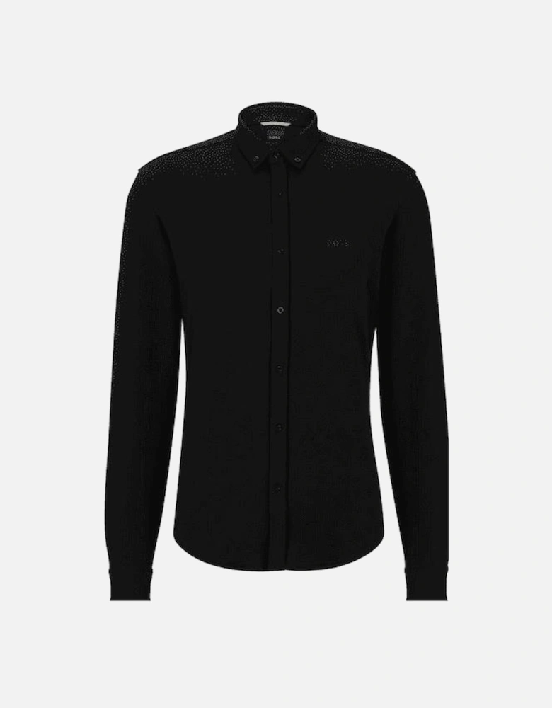 Biado_R Cotton Regular Fit Collared Black Shirt