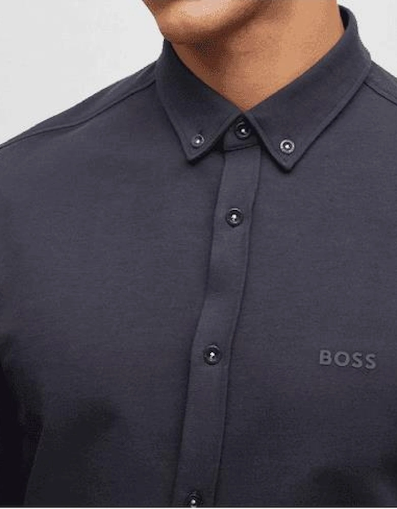 Biado_R Cotton Regular Fit Collared Navy Shirt