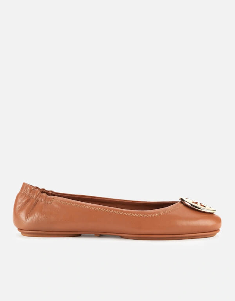 Women's Minnie Metal Logo Leather Ballet Flats - Royal Tan/Gold