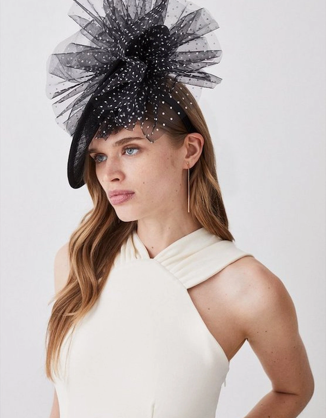 Spot Tulle Asymetric Fascinator, 5 of 4