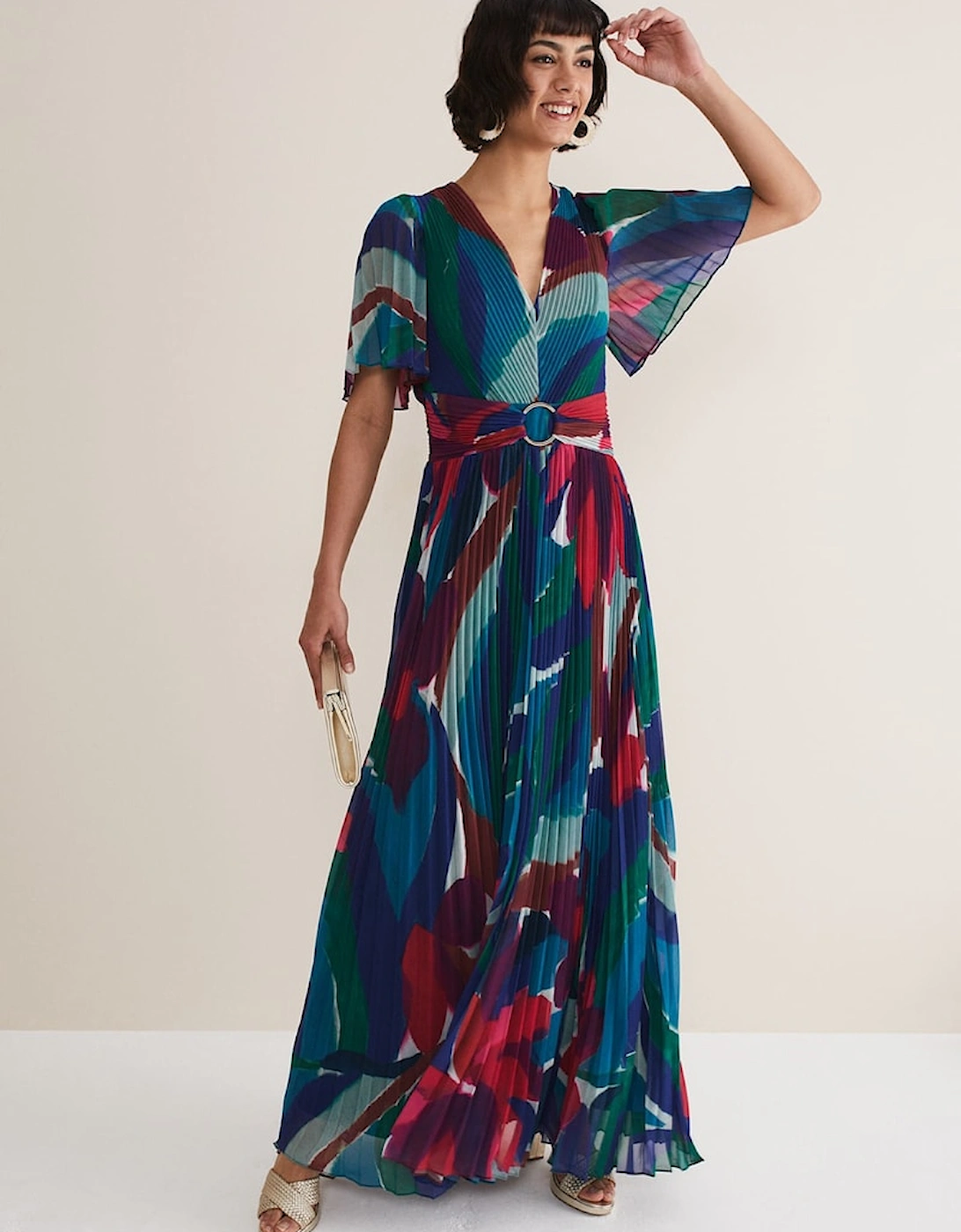 Priscilla Abstract Floral Pleated Maxi Dress, 9 of 8