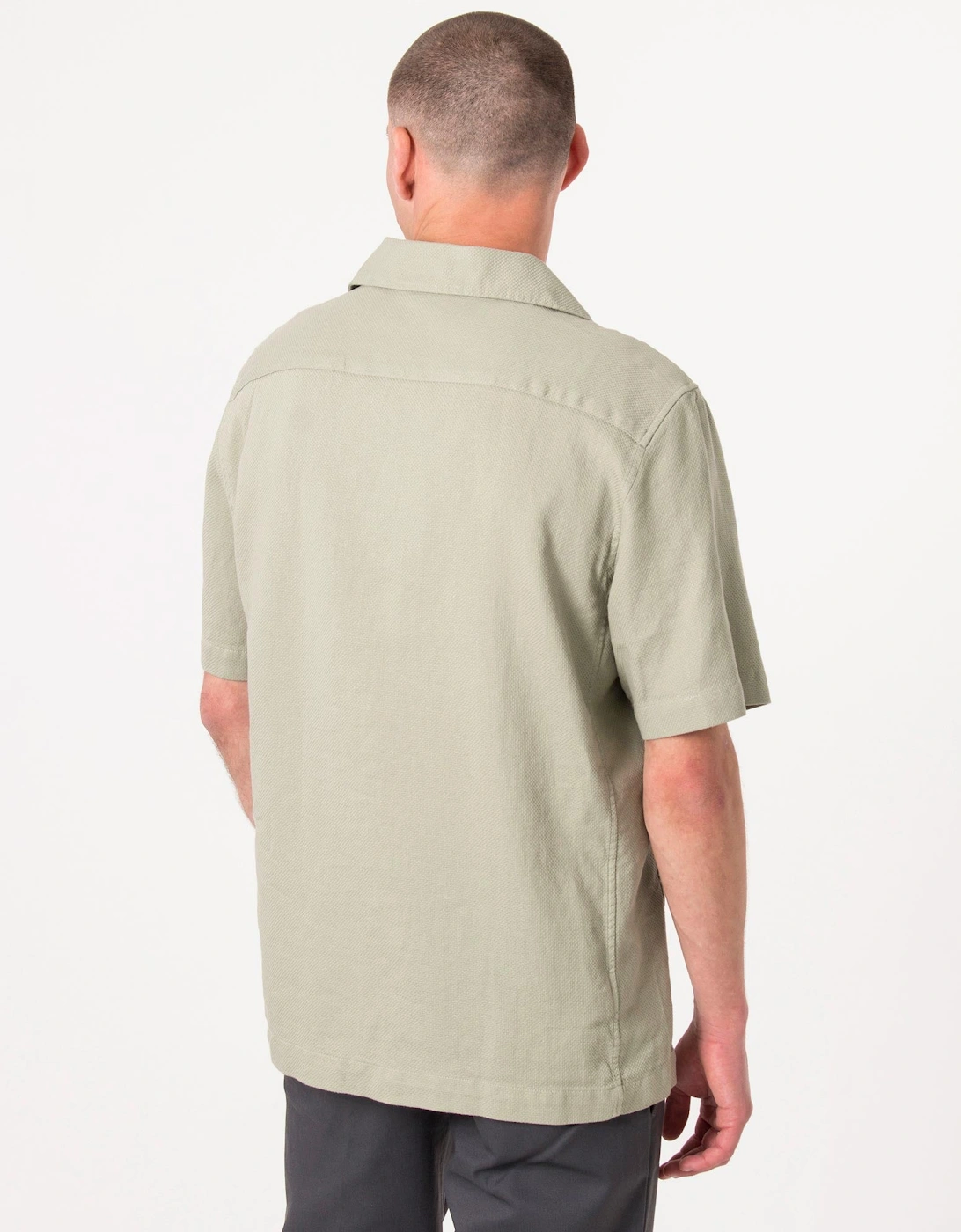 Short Sleeve Linen Blend Revere Collar Shirt