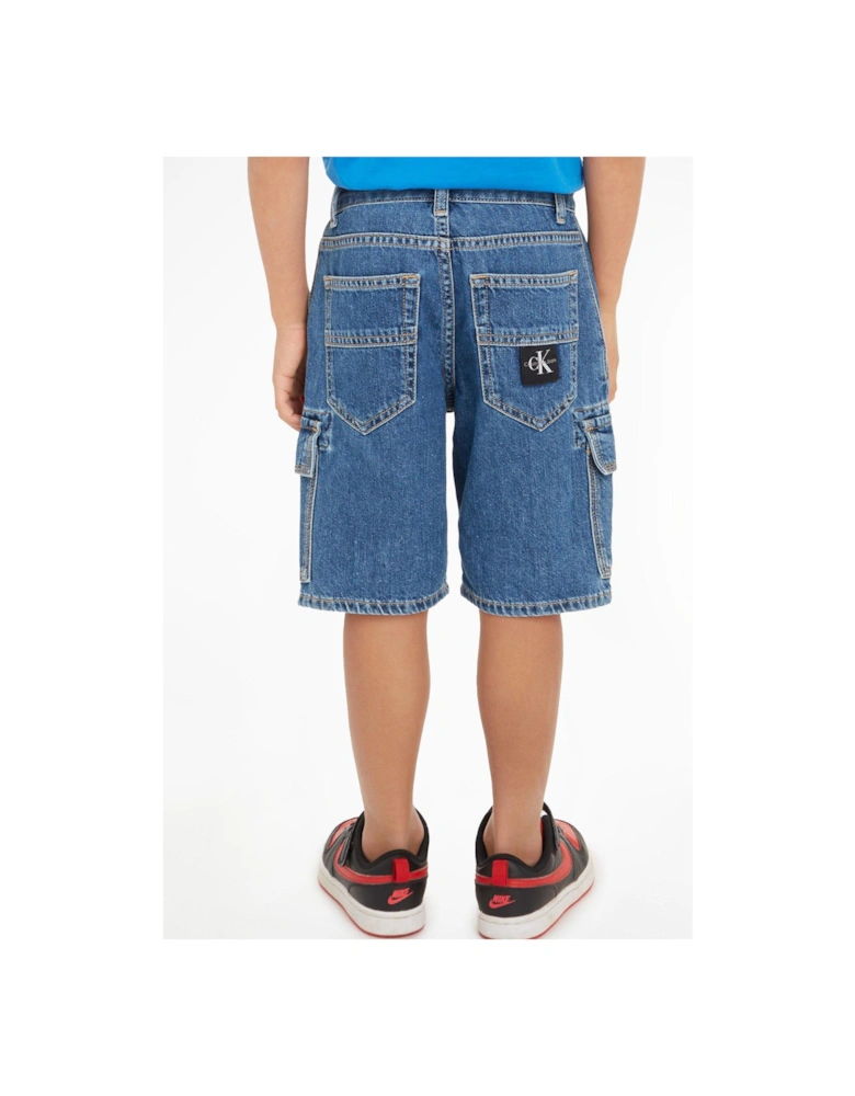 Boys Denim Cargo Shorts - Utility Blue