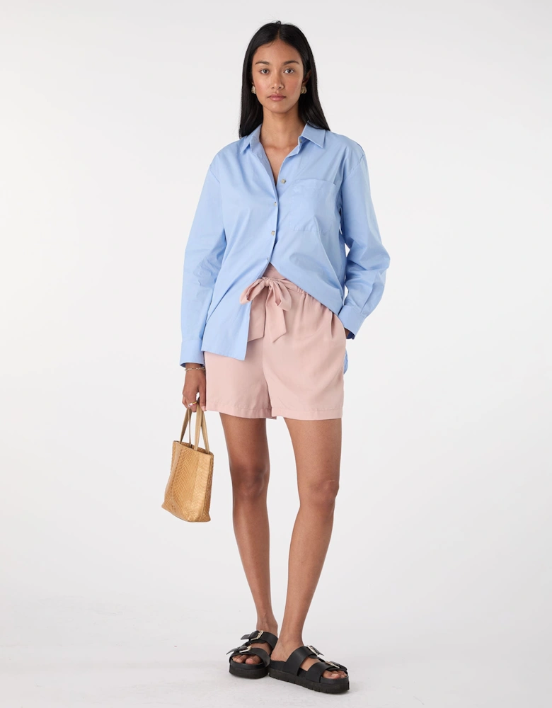Manila Tie Front Shorts in Blush Pink