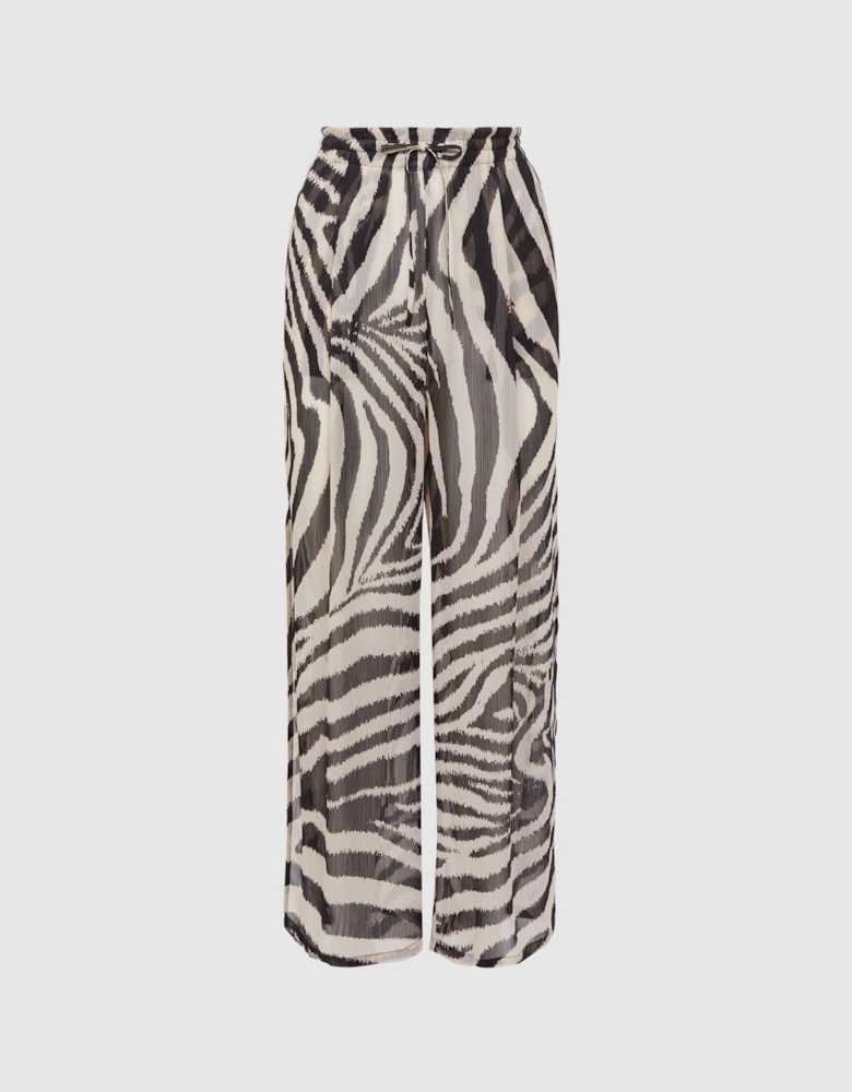 Zebra Print Split Hem Beach Trousers