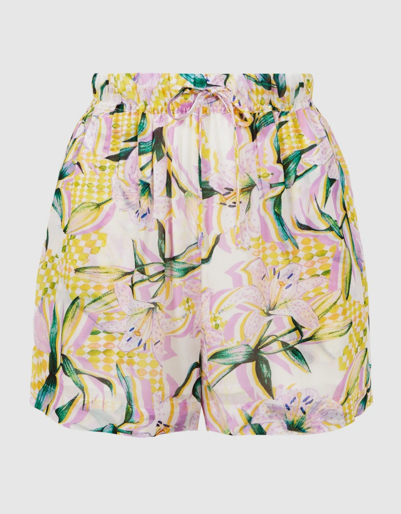 Floral Print Drawstring Shorts