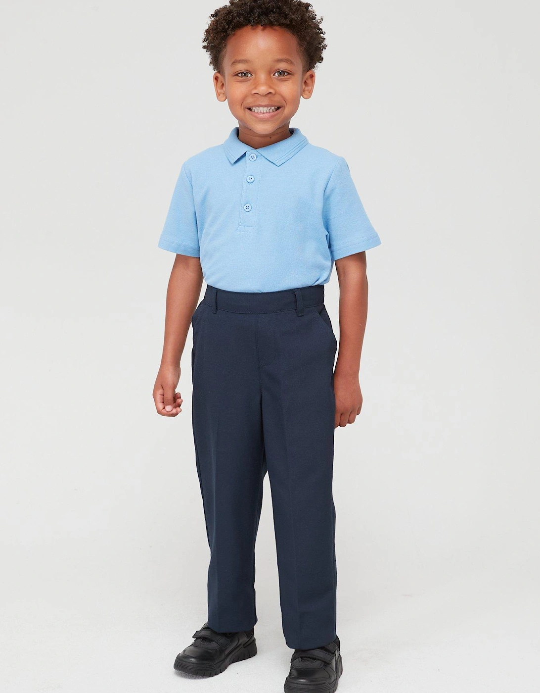 Boys 2 Pack Pull On School Trousers - Navy, 2 of 1