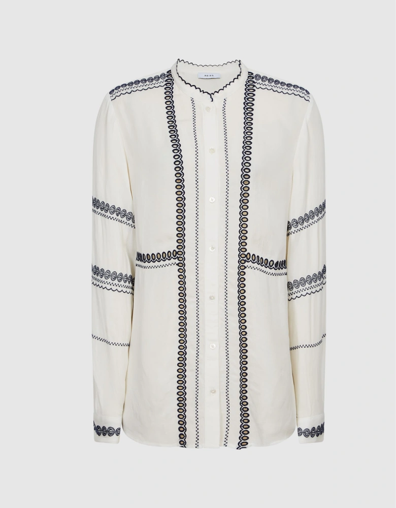 Contrast Embroidery Shirt