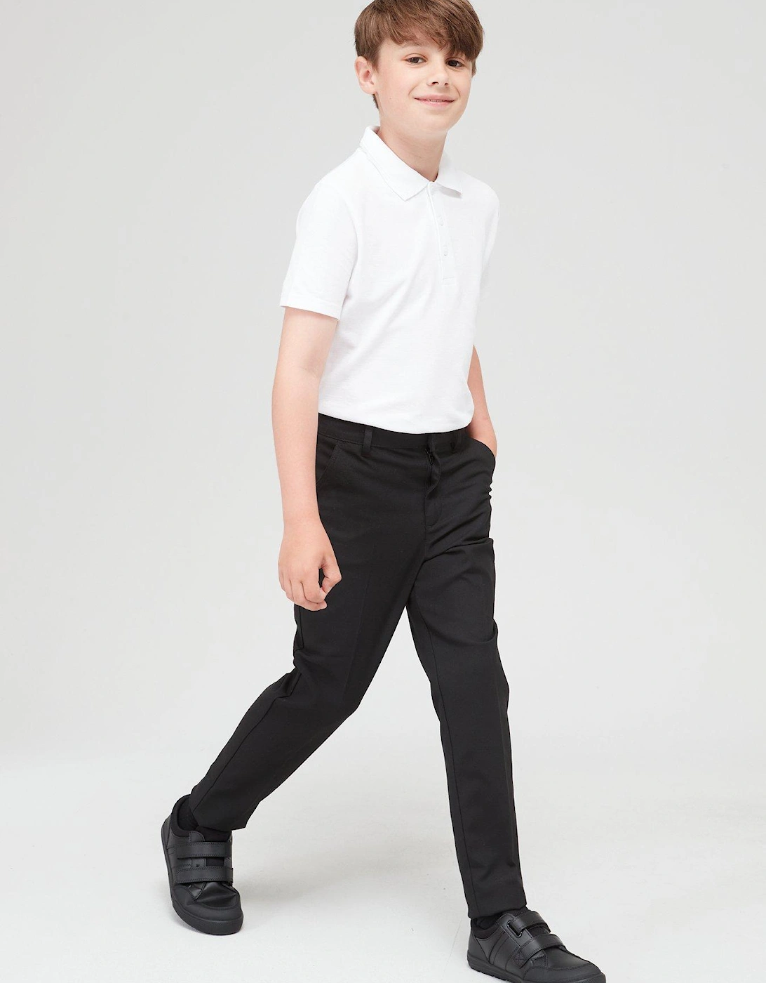 Boys 2 Pack Skinny Fit School Trousers - Black, 2 of 1