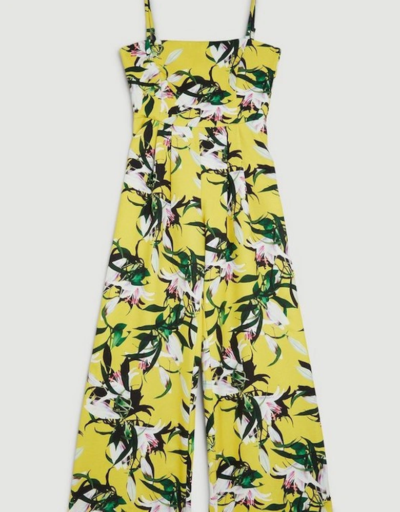 Neon Lily Print Bandeau Wide Leg Jumpsuit