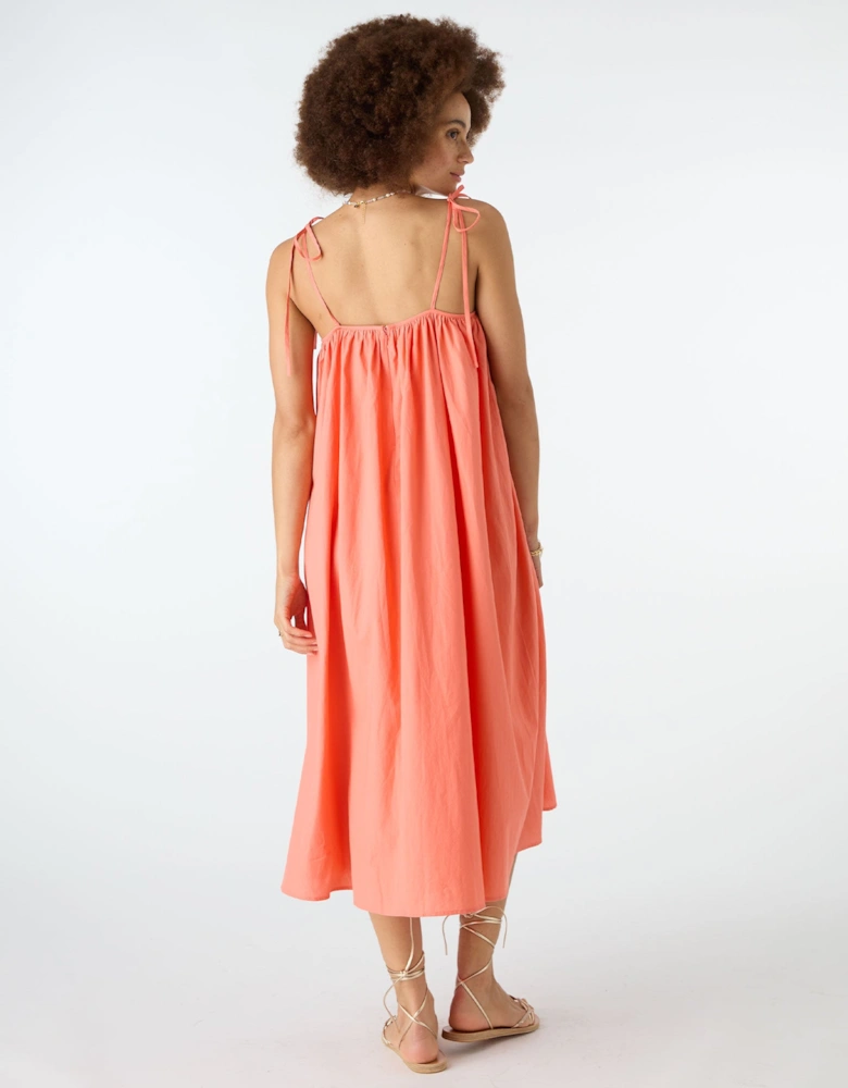 Mari Midi Dress in Coral