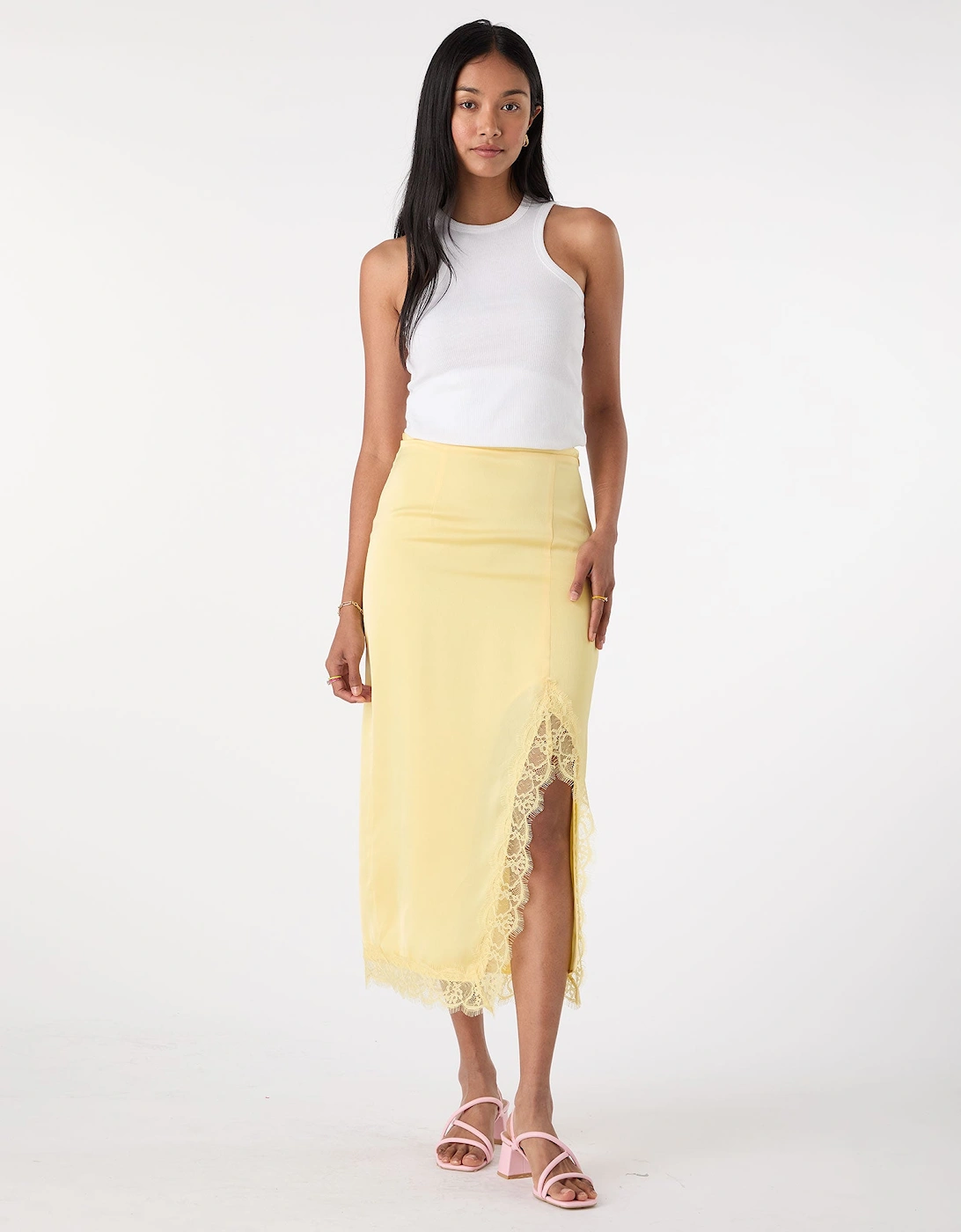 Avari Lace Trim Skirt in Yellow, 7 of 6
