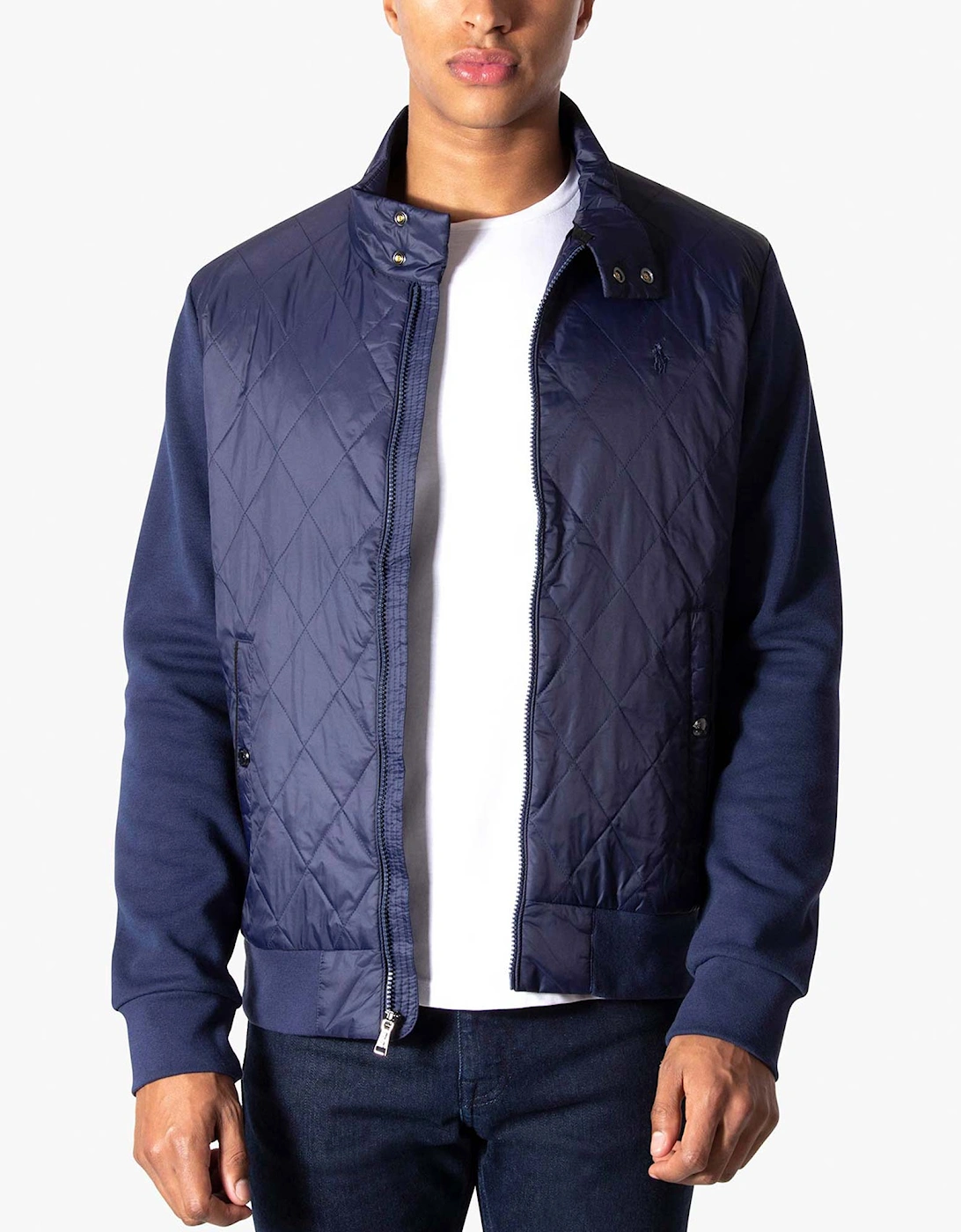Relaxed Fit Diamond Quilted Hybrid Sweatshirt/Jacket