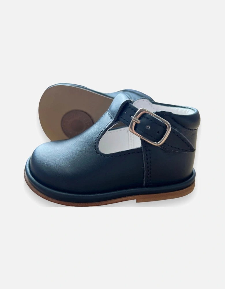 Navy Leather Fernando T-Bar Shoes