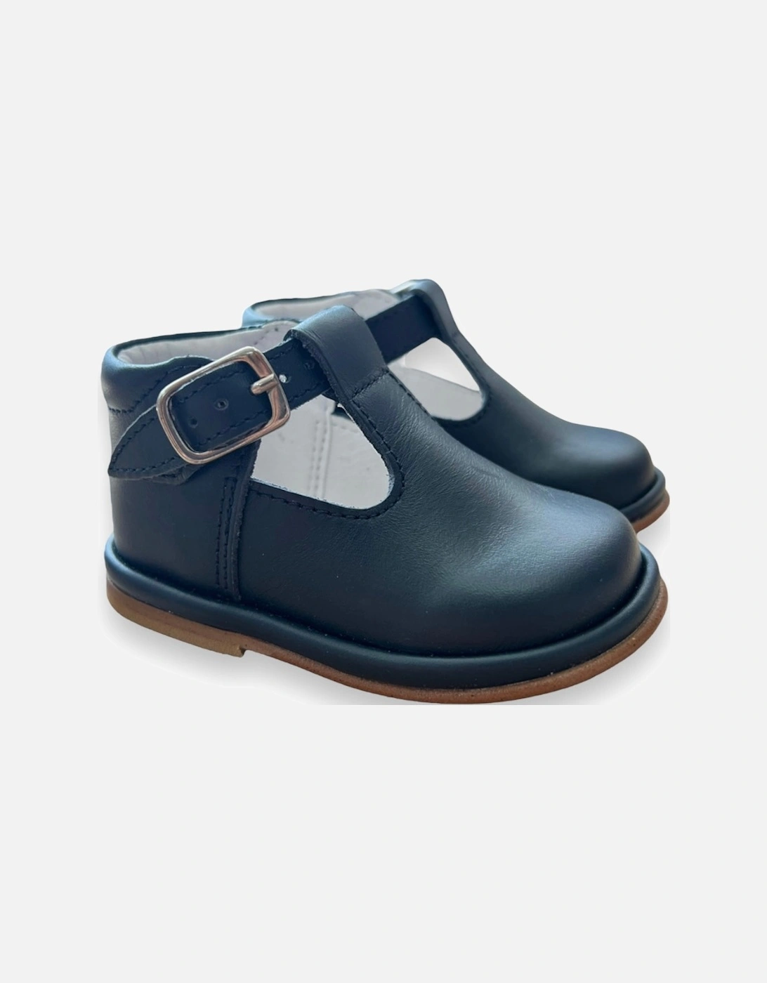 Navy Leather Fernando T-Bar Shoes