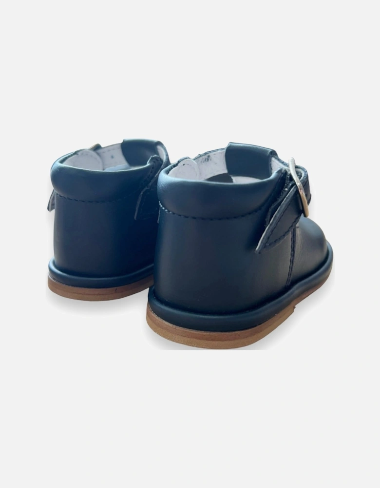 Navy Leather Fernando T-Bar Shoes