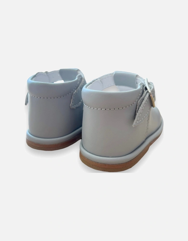 Grey Leather Fernando T-Bar Shoes