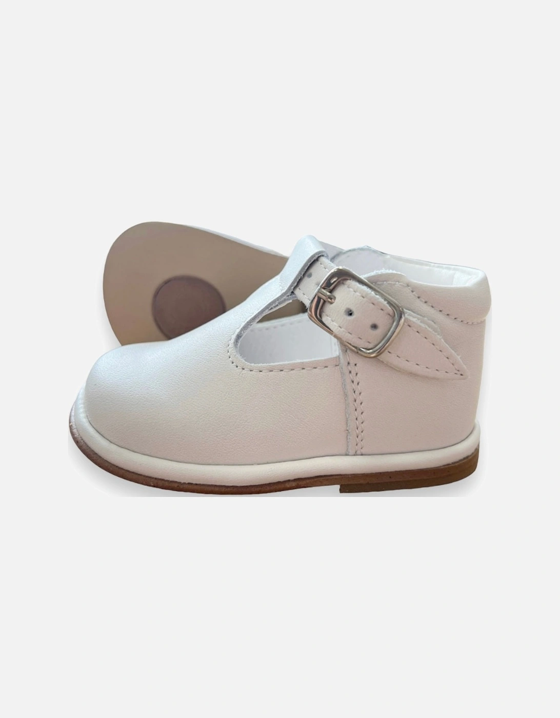Beige Leather Fernando T-Bar Shoes, 5 of 4