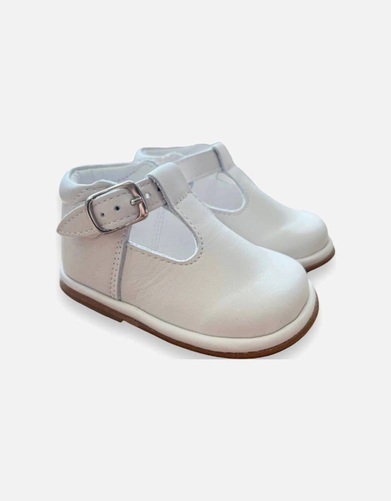 Beige Leather Fernando T-Bar Shoes