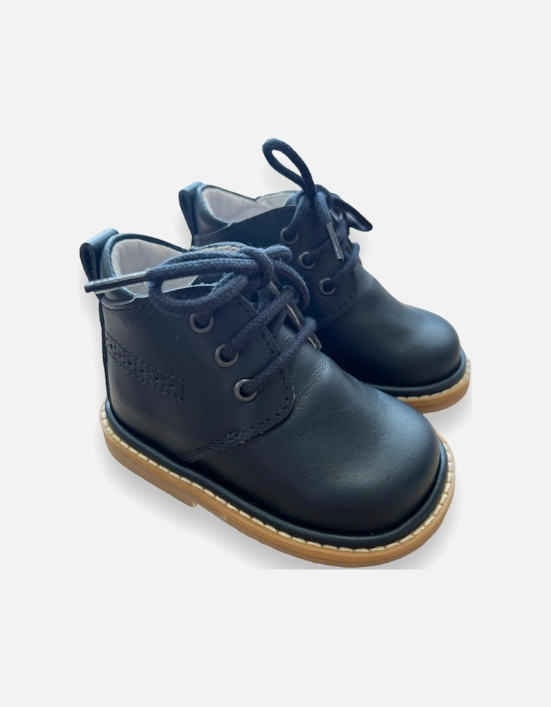 Navy Leather Zachary Lace Up Boots