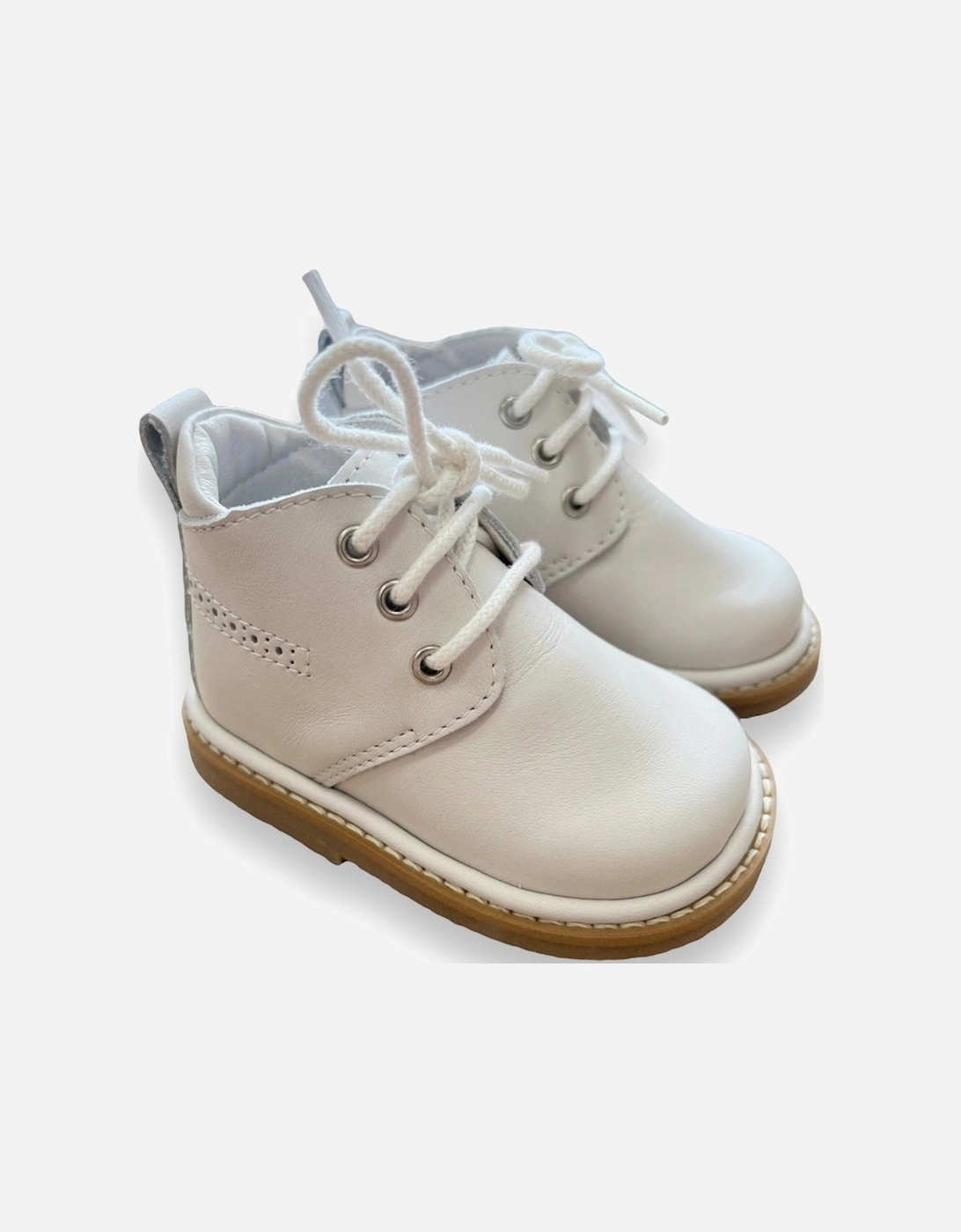 Beige Leather Zachary Lace Up Boots, 4 of 3