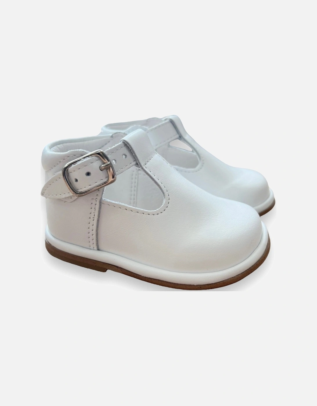 White Leather Fernando T-Bar Shoes