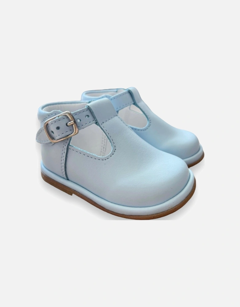 Blue Leather Fernando T-Bar Shoes