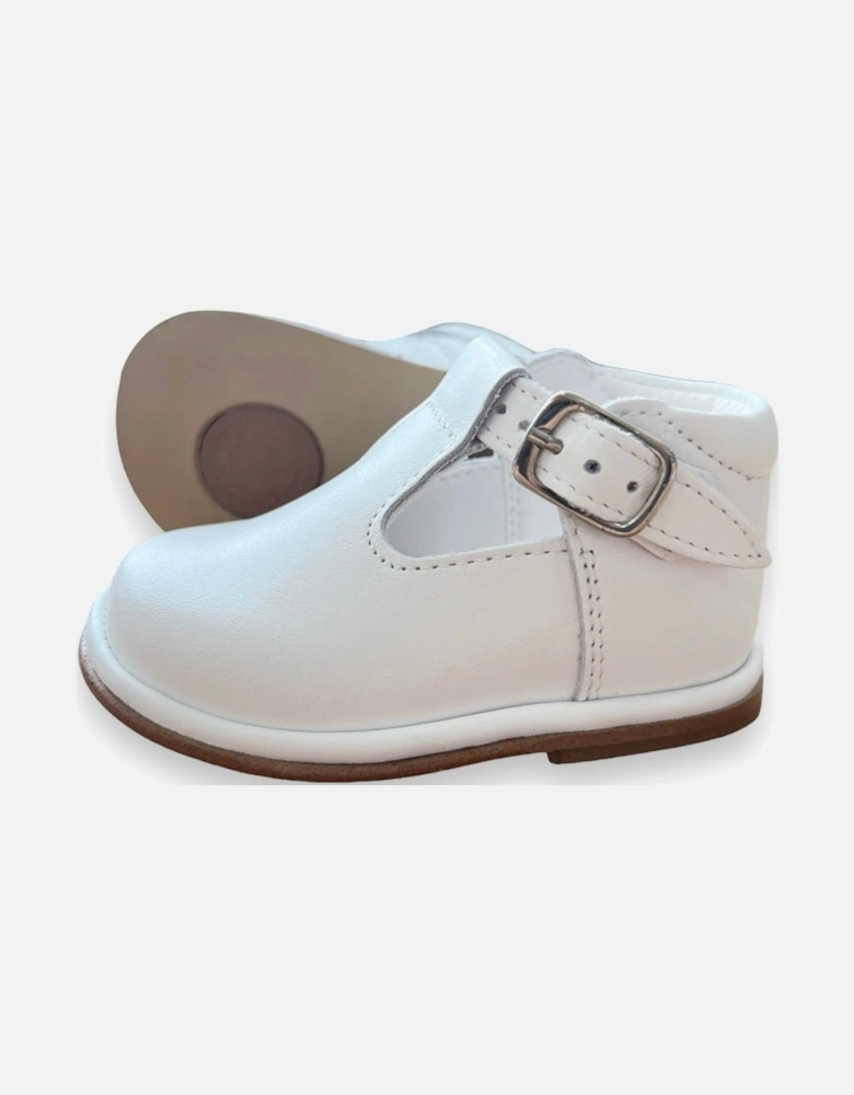 White Leather Fernando T-Bar Shoes