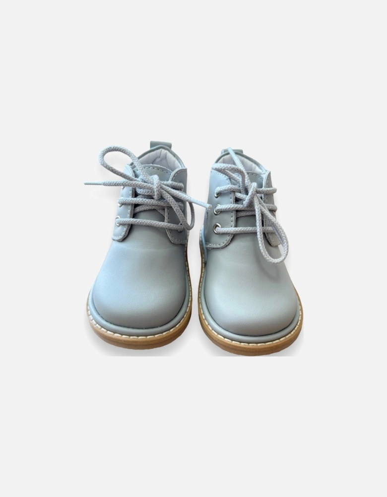 Grey Leather Zachary Lace Up Boots