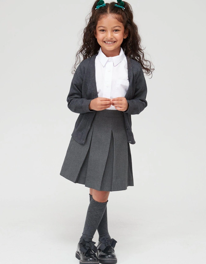 Girls 2 Pack Classic Pleated School Skirts - Grey