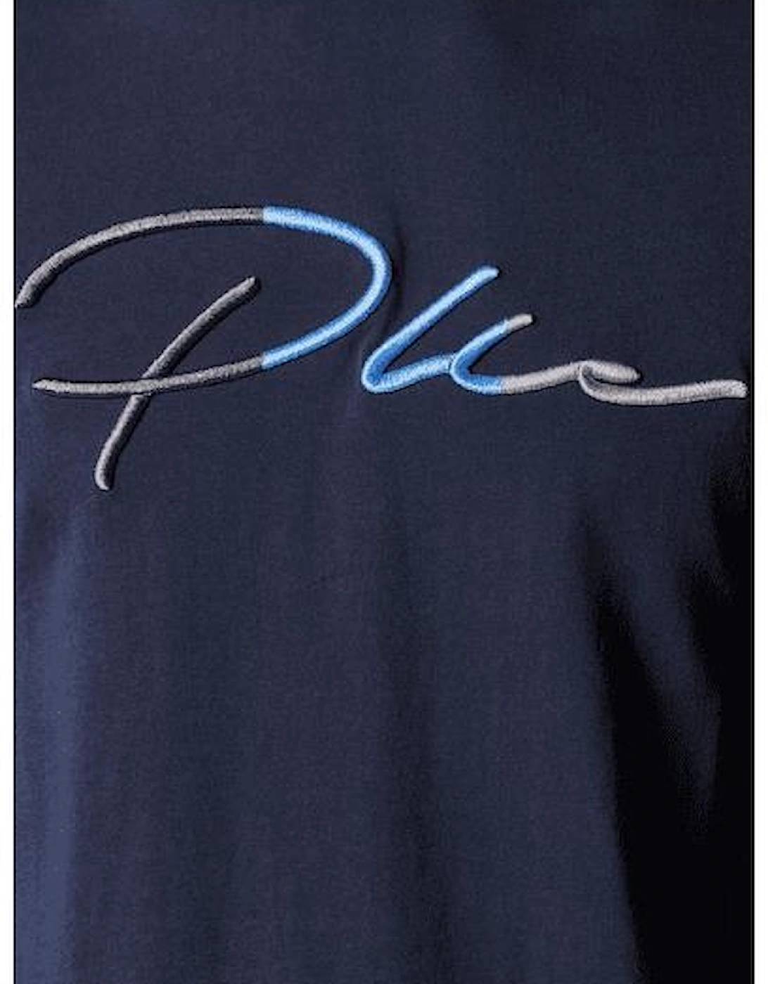 Tino Cotton Embroidered Signature Navy T-Shirt