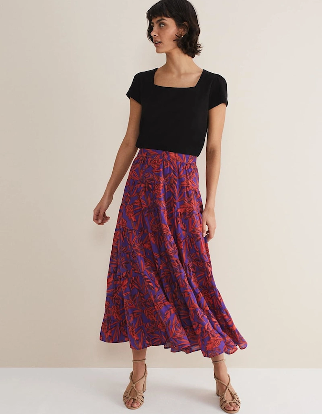 Eloraina Leaf Print Maxi Skirt, 8 of 7