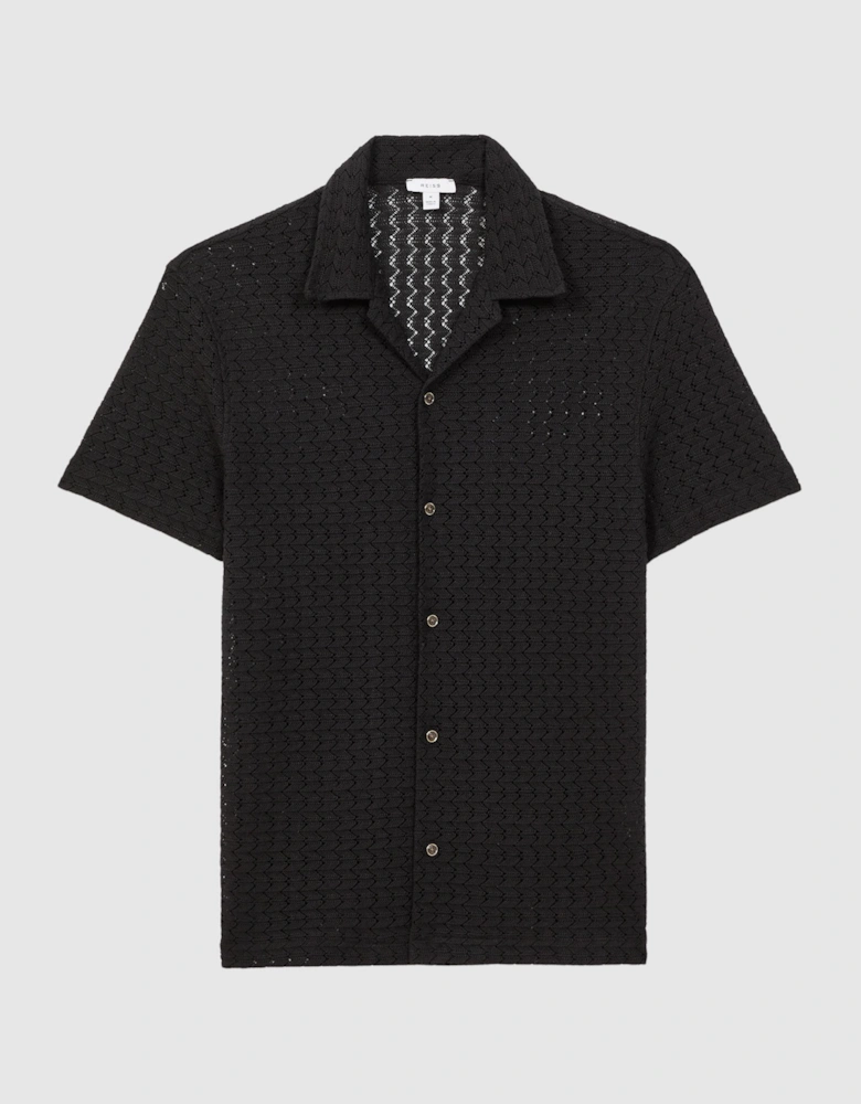 Crochet Cuban Collar Button Through T-Shirt