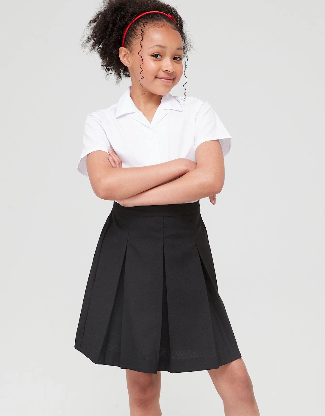 Girls 2 Pack Classic Pleated Water-Repellent School Skirts - Black, 2 of 1