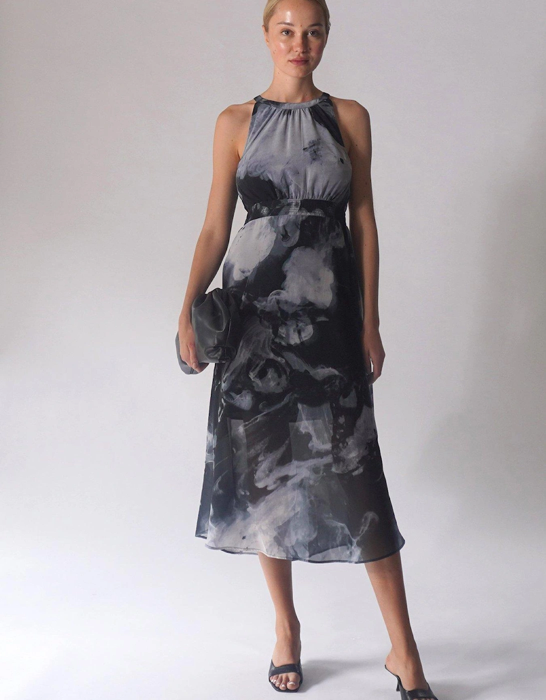 Halterneck Destiny Midi Mist Dress - Grey, 3 of 2