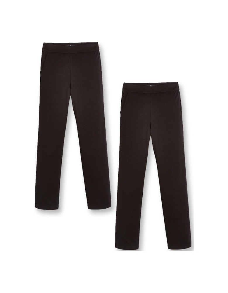 Girls 2 Pack Jersey School Trousers - Black