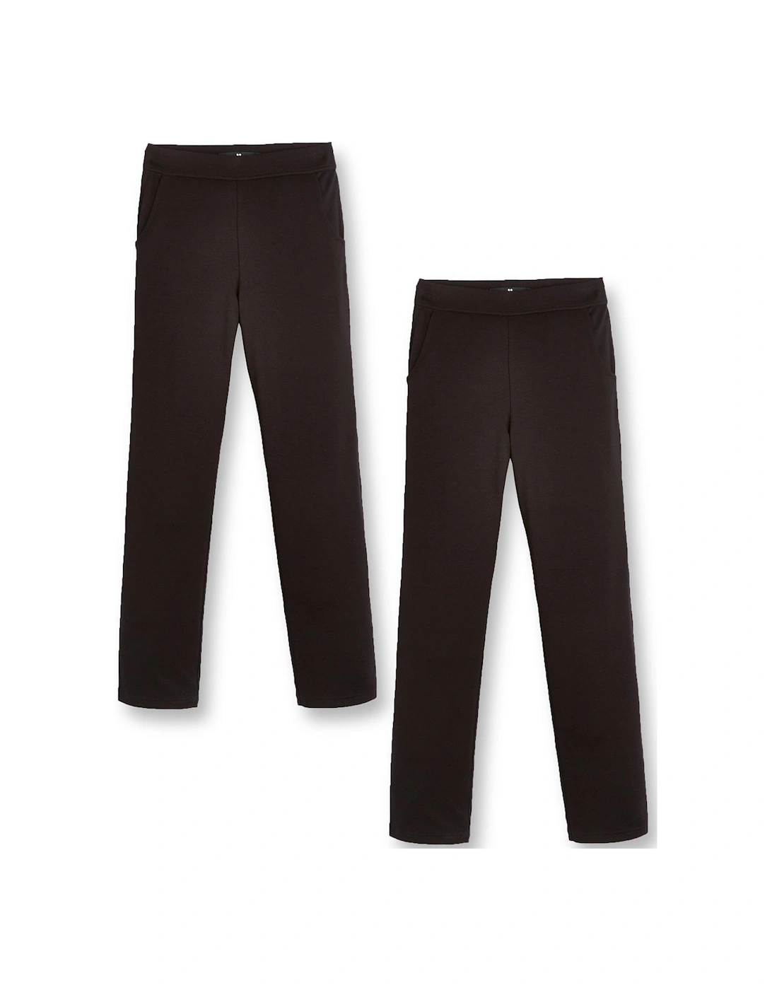 Girls 2 Pack Jersey School Trousers - Black, 6 of 5