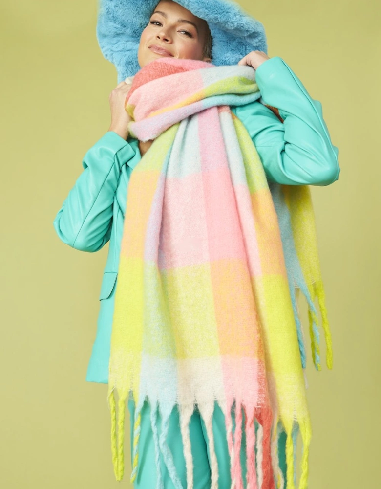 Oversized Multi Coloured  Cashmere and Wool Scarf