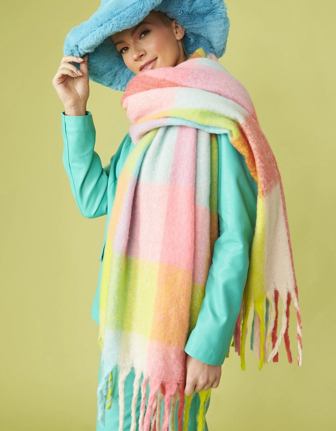 Oversized Multi Coloured  Cashmere and Wool Scarf, 5 of 4