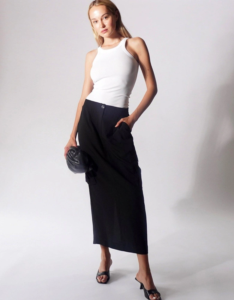 Utility Cargo Maxi Skirt - Black